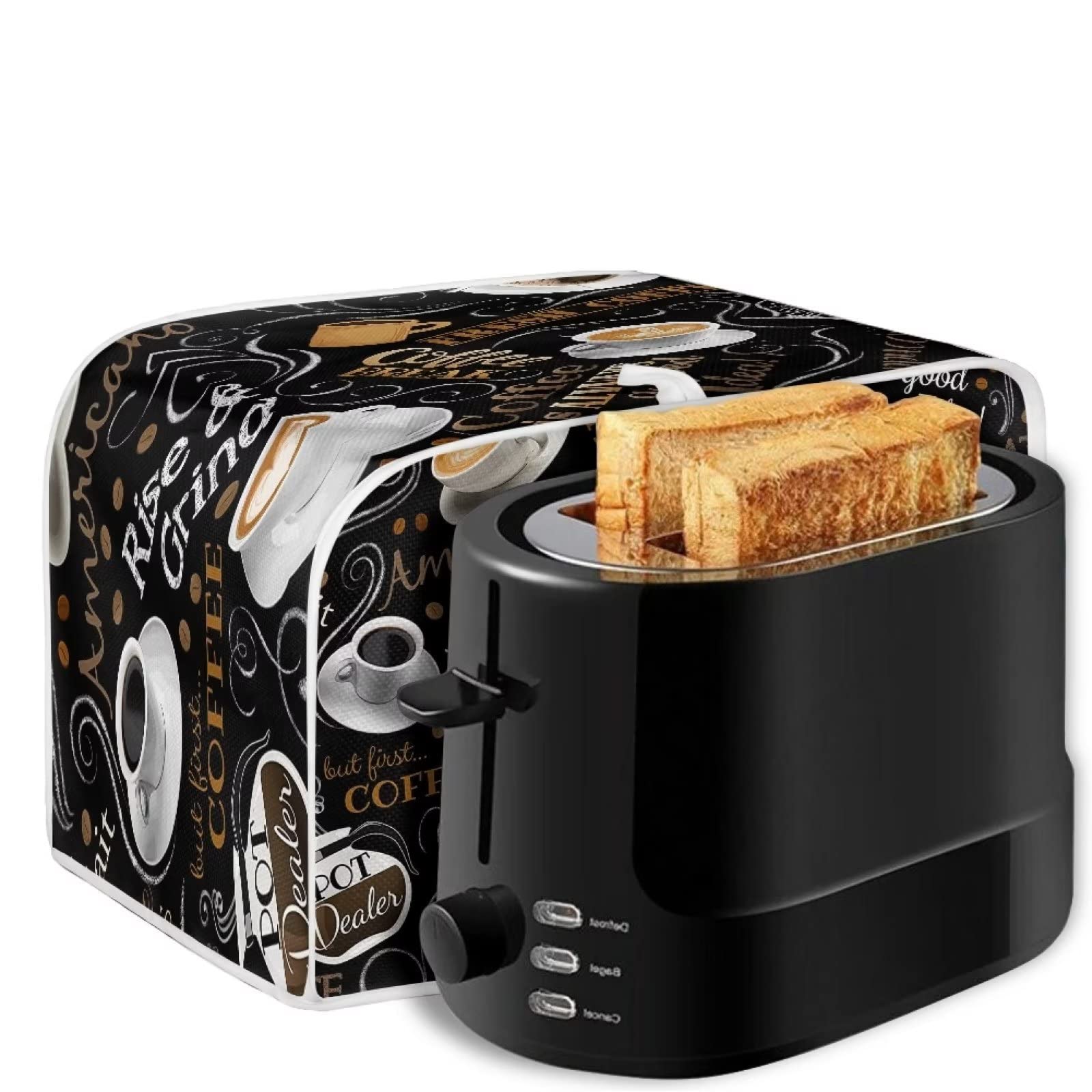 Uniceu Coffee Pattern Toaster Cover, Quilted Toaster Cover Fits For Most Standard 4 Slice Toasters Kitchen Small Appliance Cover